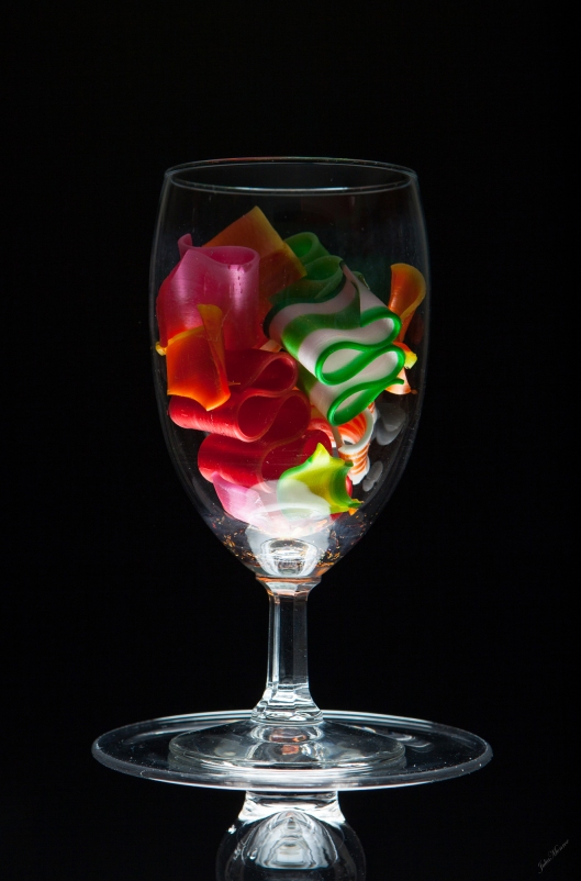 Ribbon Candy in a Wine Glass